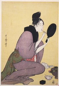 Kuchi-beni, Dudakları Boyamak by Kitagawa Utamaro