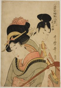 "Bugünün En Sevilen Şeylerinden Sekiz Görünüm (Tosei kobutsu hakkei)" serisinden Kendinden Eğlenmeyi Seviyor (Tanoshimizuki) by Kitagawa Utamaro