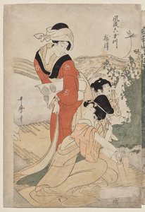 Modaya Uygun Altı Mücevher Nehir serisinden Musashi Eyaleti (Furyu Mu Tamagawa) by Kitagawa Utamaro