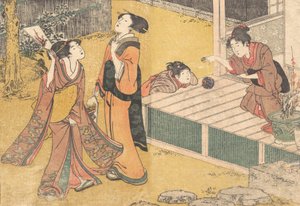 Yeni Yıl Oyunları, Basılı Kitaptan Çiçekler Dört Mevsim Shiki no hana, 1801. by Kitagawa Utamaro