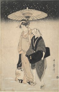 Karda Gece Geçidi by Kitagawa Utamaro
