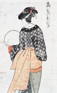 Ohisa rom Takashima Teahose, Fanlı Omanin Kimono, Ukiyoe art p Rin t by Kitagawa Utamaro (1753-1806), Odkut, Japon Zachion, Edo Perio d by Kitagawa Utamaro