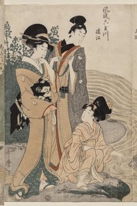 Modaya Uygun Altı Mücevher Nehir serisinden Omi Eyaleti (Furyu Mu Tamagawa) by Kitagawa Utamaro