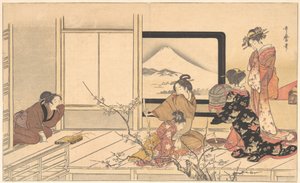 Warbler için Yemek Hazırlamak..., 1798. by Kitagawa Utamaro