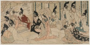 Sadık Hizmetkârların Hazinesi (Chusingura) oyunundan uyarlanan sahne by Kitagawa Utamaro