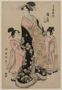 Okul r el-san Hinazuru f Chotoki ve onun cennetsel platformu ile Tsuruji plan d Tsuru no by Kitagawa Utamaro