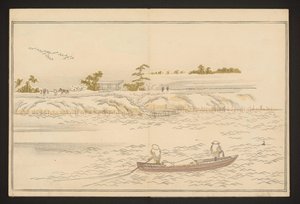 Karda Sumida Nehri kıyılarında by Kitagawa Utamaro