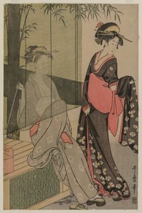 Bambu Kör Tarafından İki Kadın, c. 1797 veya 1798. by Kitagawa Utamaro