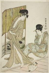 Banyodan Sonra İki Genç Kadın by Kitagawa Utamaro