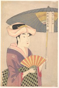 Şemsiye Tutan Kadın, Kadınların Fizyonomi Çalışmasında On Tip serisinden, c. 1793 by Kitagawa Utamaro