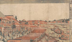 Manzara, Fenerli Su Festivali Gösteriliyor, 18. yüzyılın sonu ve 19. yüzyılın başı. by Kitao Shigemasa