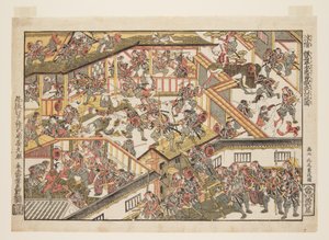 Sadakat Deposundan Gece Saldırısı, Yeni Perspektifler (Uki-e Kanadehon Chushingura youchi no zu) (renkli tahta baskı) by Kitao Shigemasa