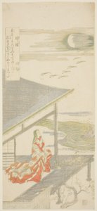 Şair, sekiz görüntülük başlıksız bir diziden Geri Dönen Kaz Sürüsüne Bakıyor by Kitao Shigemasa