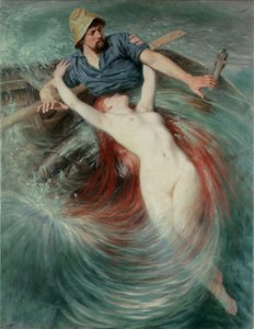 Siren tarafından yutulan bir Balıkçı (tuval üzerine yağlı boya) by Knut Ekwall
