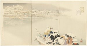 Şubat: Karda Alacakaranlıkta Matsuchiyama Tepesi, Mart 1896 by Kobayashi Kiyochika