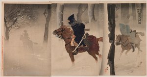 Karlı Bir Gecede Nuizhuang yakınlarındaki İzciler by Kobayashi Kiyochika