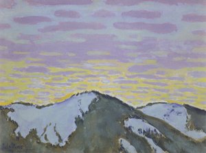 Renkli bulutlar ile dağ zirveleri by Koloman Moser