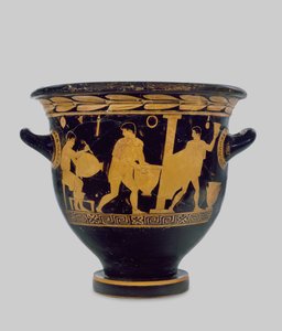 Bir çömlekçi atölyesinin içiyle süslenmiş tavan arası kırmızı figürlü çan krateri, MÖ 430-425 (seramik) (ayrıntılar için bkz. 100557) by Komaris Painter