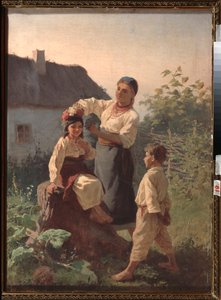 Bir Çelenk Bağlamak - Konstantin Alexandrovich Trutovsky (Troutovsky) (1826-1893) tarafından boyama, tuval üzerine yağlı boya