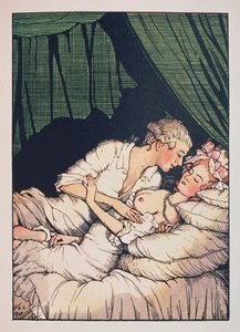 Franz Blei'nin "Le Livre de la Marquise" için çizimi (Franz Blei'nin Markiz Kitabı için çizimi) (bir markiz, üstsüz, sevgilisiyle yatakta yatıyor) - Konstantin (Constantin) Andreyevich Somov'un çalışması ( 1869- 1939), aşındırma