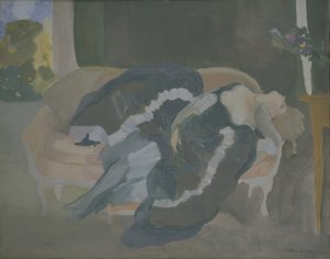 Uyuyan genç kadın by Konstantin Andreevic Somov