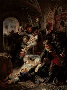 Kiralık Suikastçılar Çar Boris Fyodorevich Godunov'un Oğlunu Öldürdü by Konstantin Egorovich Makovsky