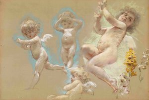 Putti. Petersburg'daki Baron von Dervis Konağı'nın İç Dekorasyonu by Konstantin Egorovich Makovsky