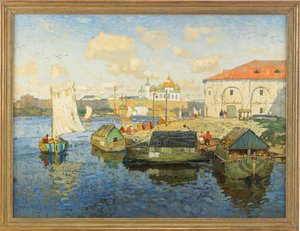 Volga Nehri üzerindeki kasaba, 1913
