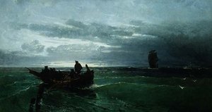Açık denizde bir kürek teknesindeki rakamlar by Konstantinos Bolanchi