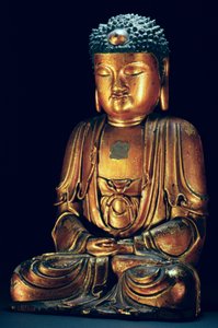 Oturan Buda figürü (altın cila) by Korean School