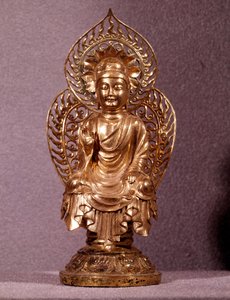 Coreen Art: Altın Buda heykelciği. Silla dönemi, 8.-10. yüzyıl. Kore Ulusal Müzesi by Korean School