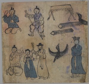 Tür Sahnesi, 1/4, 19. yüzyıl (kağıt üzerinde mürekkep ve klozet) by Korean School