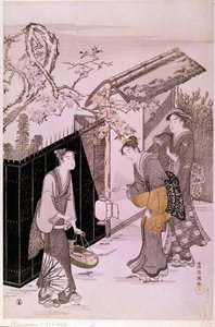 Shunman Kubo (1757-1820) tarafından bahar Japon baskısında şiirsel akşamdan dönüş. Paris, Guimet Müzesi, Ulusal Asya Sanatları Müzesi by Kubo Shumman