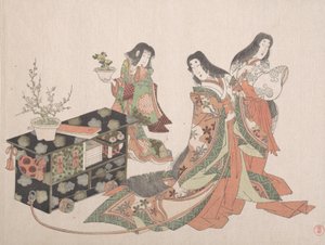 Katta Dolap Sürükleyen Saray Hanımları, 19. yüzyıl. by Kubo Shunman