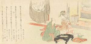 Bir Tokonoma Oyunun önünde Müşteri ile Fahişe, 1798. by Kubo Shunman