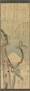 Pines ile Fuji Dağı, asılı kaydırma, 1700