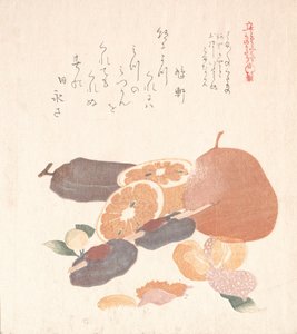 Portakal ve Kuru Hurma, 19. yüzyıl. by Kubo Shunman