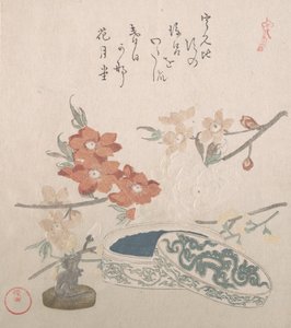 Şeftali Çiçekleri, Bir Mühür ve Bir Mühür Kutusu, 19. yüzyıl. by Kubo Shunman