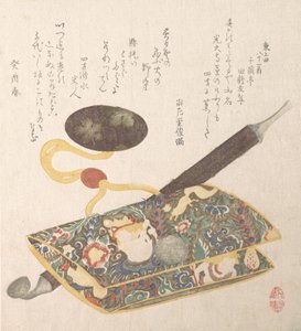 Tütün Kese ve Pipo, 1813. by Kubo Shunman