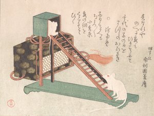 Beyaz Fareler Oynarken, muhtemelen 1816. by Kubo Shunman