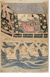 Seyahate çıkan genç kadınların bahar sahnesi, c.1786-1864 (kağıda tahta baskı)