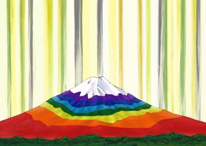 Gökkuşağı renginde Fuji Dağı ışıkta #2, 2023 (dijital boyama)