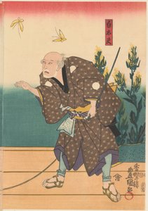 iki kelebek ile Shirotayu by Kunisada (I) , Utagawa