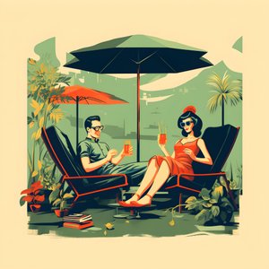 3 arkadaş bahçede bir içkiyle veya 2 4 kişiyle dinleniyor by Kurt Heppke
