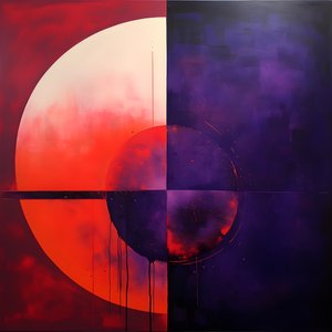 Mor bir daire ve kırmızı bir dairenin soyut resmi 3 by Kurt Heppke