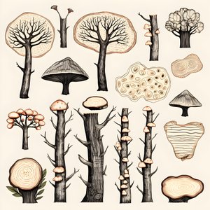 Ağaç gövdesi bölümleri, boho clipart, boho çizim desenleri, boho gövde 3
