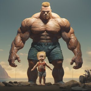 Korkutucu ve kötü halter steroid ucube buff bebeğim ile büyük kaslı adam 1