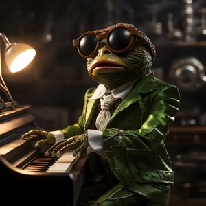 Elton John güneş gözlüğü ve piyanoyla kurbağa rolünde 4