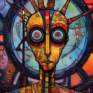 Karnaval Cajun bataklığı mutant bilim kurgu droidi, Tim Burton ve Beksinski tarafından sanatsal bir şekilde tasarlandı 4