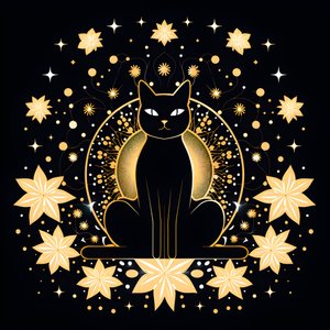 Lotus çiçeği üzerinde oturan meditasyon yapan kedi 2